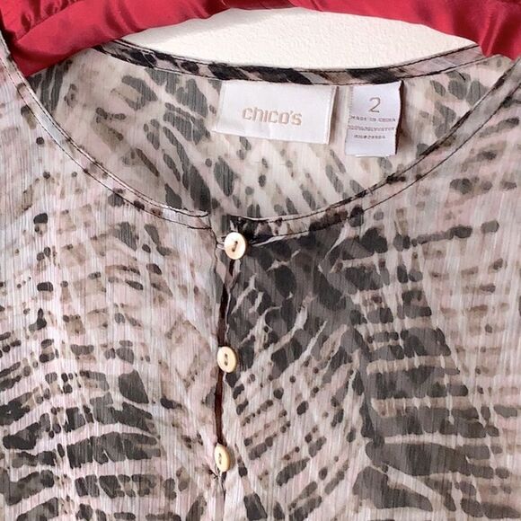 CHICO’S Animal Print Semi-Sheer Top - Picture 3 of 9
